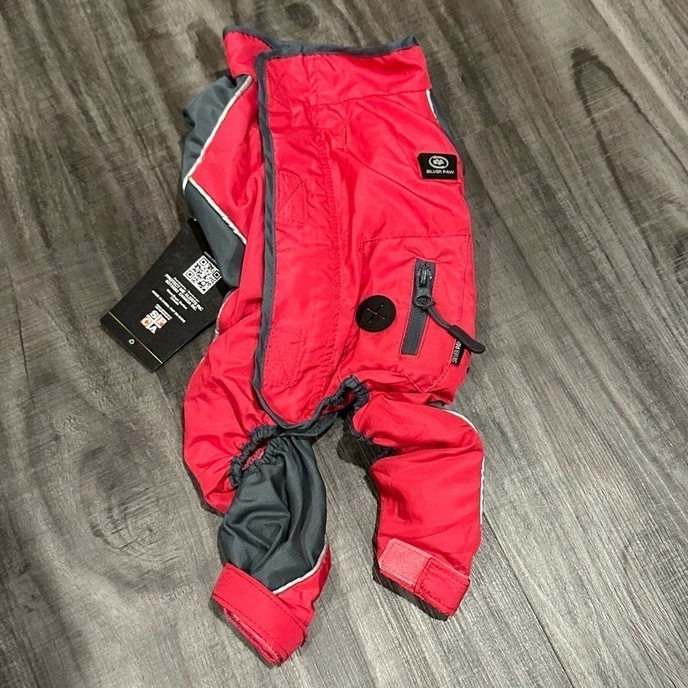 NWT Silver Paw Apparel Dog Jumpsuit Snowsuit Coat Pink Gray Reflective